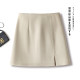 Irregular slit skirt for women Spring and Autumn 2024 new high-waisted slim apricot color a-line skirt large-size hip-pack short skirt
