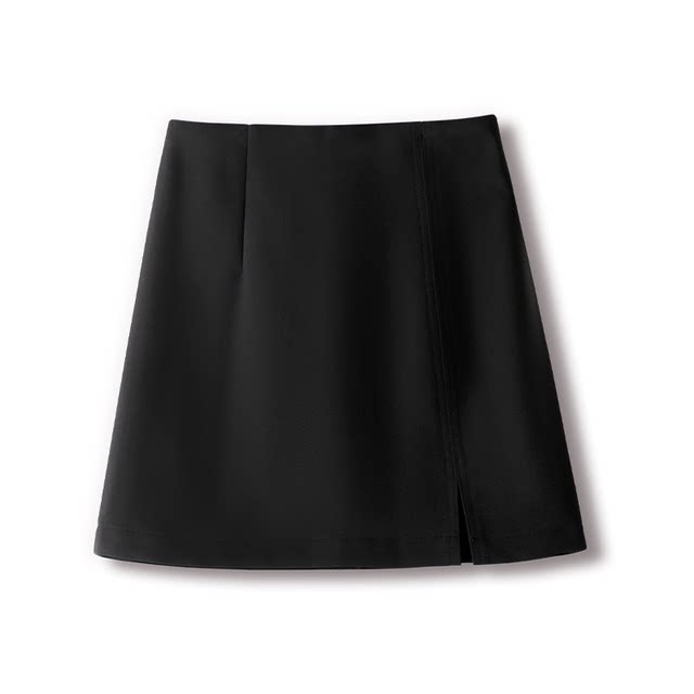 Irregular slit skirt for women Spring and Autumn 2024 new high-waisted slim apricot color a-line skirt large-size hip-pack short skirt
