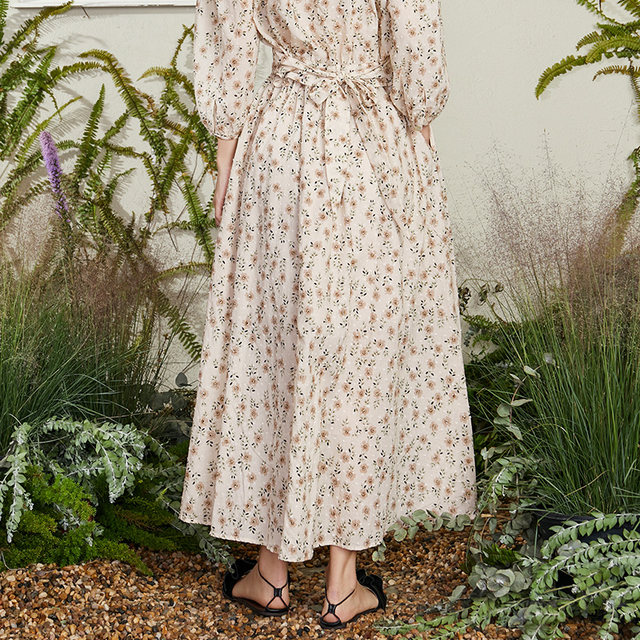 TALASA cotton floral skirt 2025 spring and summer new high-waist splicing design elegant temperament long skirt