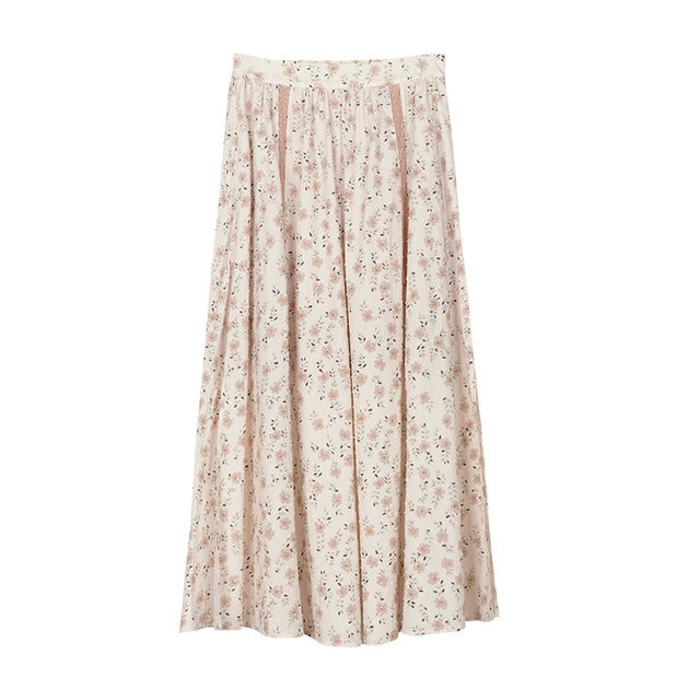 TALASA cotton floral skirt 2025 spring and summer new high-waist splicing design elegant temperament long skirt