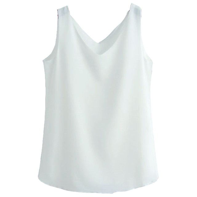 
After Gao Lu's relationship with the United States, Shu Qing's same white round neck base vest chiffon shirt women's suit base OL top summer