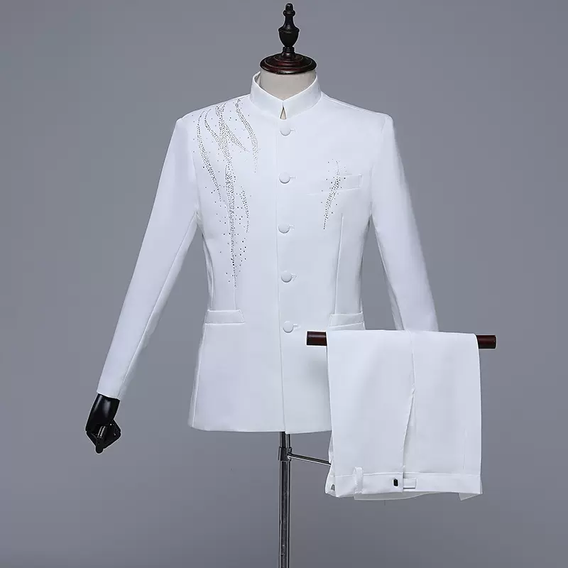 中山装男套装中华立领西服大合唱服装司仪主持人歌手西装结婚礼服