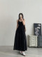 sun grapefruit white knitted suspender dress for women spring and summer high-end temperament long skirt waist sleeveless vest skirt