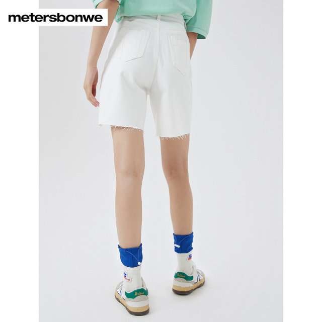 Metersbonwe spring and autumn jeans for women fashion print solid color versatile cotton comfortable washing jeans shorts