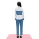 SALT.P Keyan 2024 Spring Academy Style Rebellious Denim Denim Spliced ​​Striped Shirt
