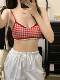 French short tube top niche sweet checkered small suspender vest 2024 new slim beauty back top girl