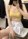 French short tube top niche sweet checkered small suspender vest 2024 new slim beauty back top girl