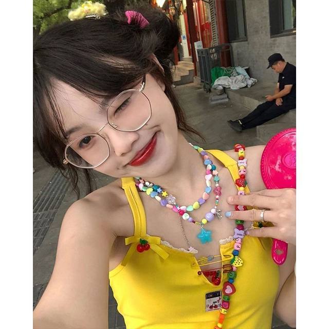 Dopamine yellow suspender vest for women in summer wear sexy slim sweet hot girl sleeveless short top
