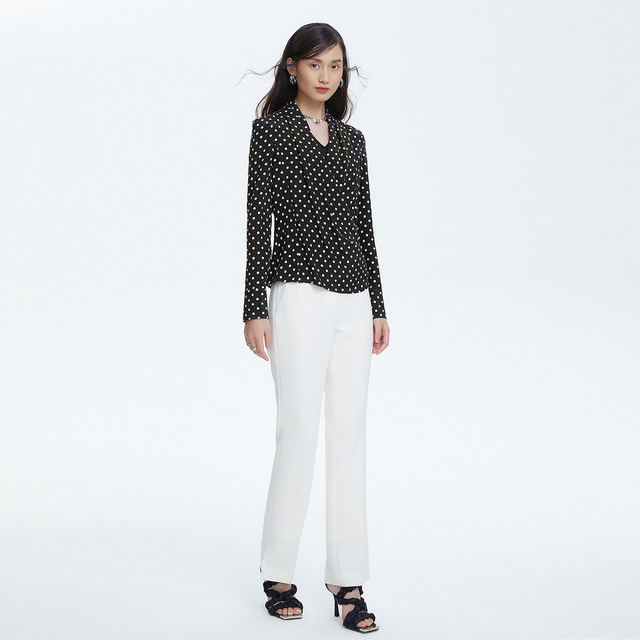 [Langzi Outlet] LANCY/Langzi Women's Clothing [Polka Dot Game] Spring New Style Shirt Women's Long Sleeve Business Commuter