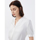 [Langzi Ole]Langzi French short-sleeved white shirt and shirt summer new style inner v-neck