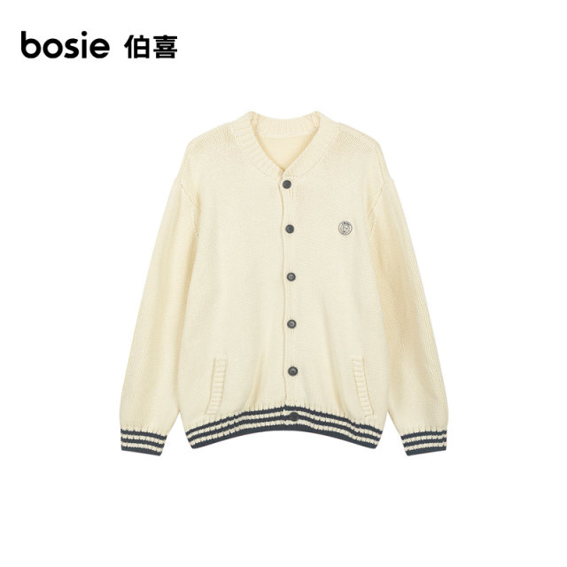 Bosie Boxi 2025 autumn new contrast cardigan sweater for male couple