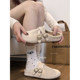 Popular retro white thick-soled half-flop Birkenstock shoes for women 2025 new autumn with skirts versatile soft-soled toe-toe shoes
