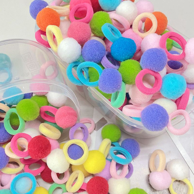 Girls colorful hair ball hair rope baby rubber band kindergarten girls cute hair tie hair does not hurt the hair
