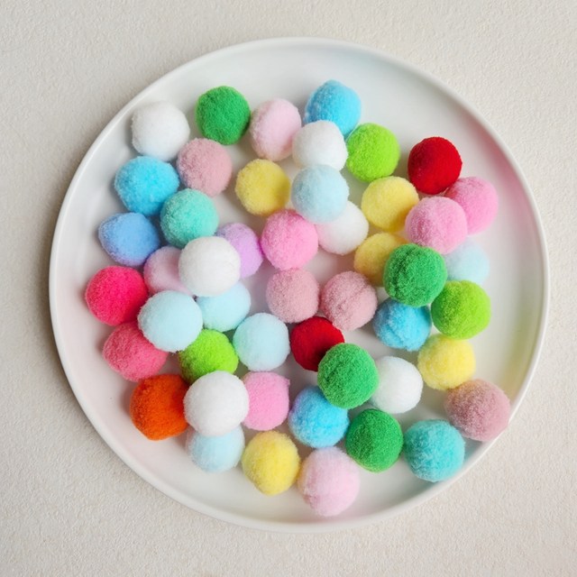 High-stretch colored small hair ball DIY children's creative handmade pom ball ornament material macaron count Christmas