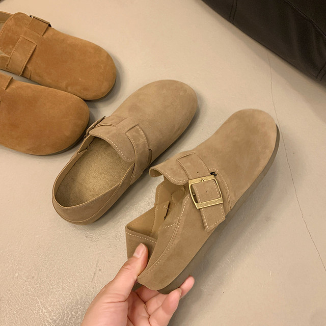 
Can wear pregnant women's Birken Shoes for two women's 2025 new autumn one-footed Boken single shoes casual bean doude loafer shoes