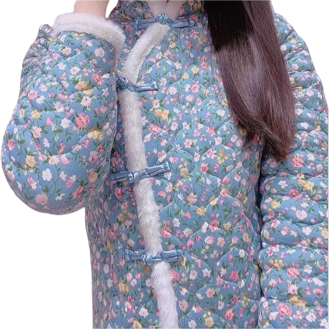 Net red cotton clothing winter Chinese thickened cotton jacket women's retro nation mother Northeast cheongsam cotton jacket jacket middle -aged and elderly