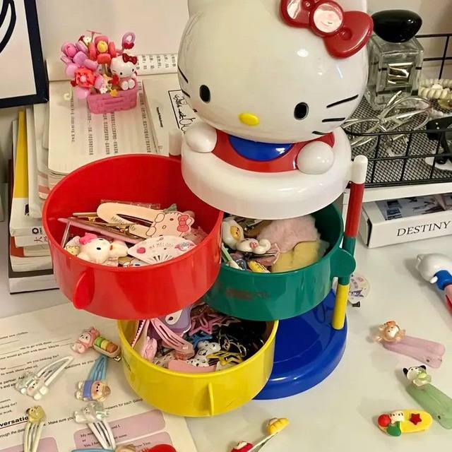KT rotating storage box ornaments cute storage rack girls gifts jewelry box desktop Chinese Valentine's Day doll