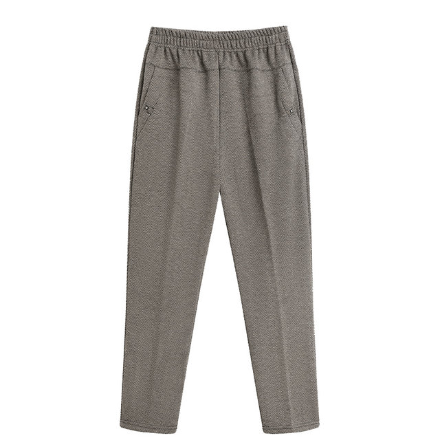 Middle-aged mother 2025 new style outer wear for small people, old ladies, middle-aged and elderly grandmothers straight pants plus velvet casual