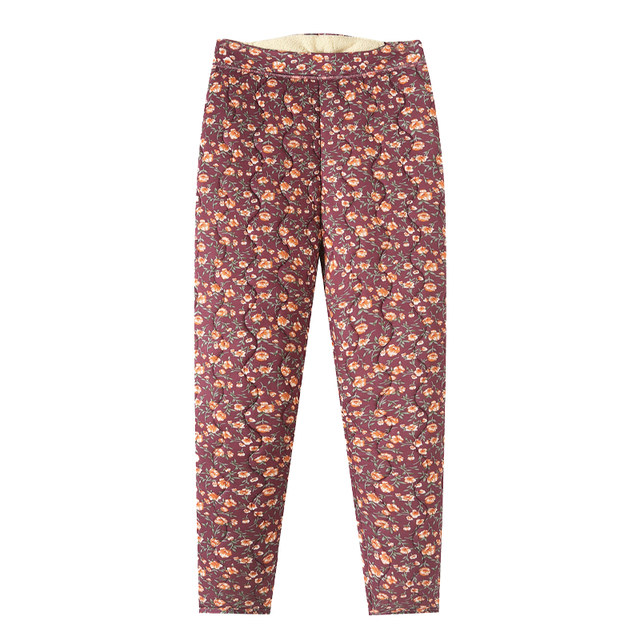 Middle-aged and elderly women's winter cotton trousers, thickened camel velvet, loose grandma wear, warm mother's trousers