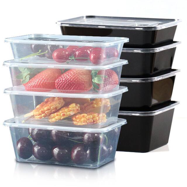 Round disposable lunch box rectangular takeaway pack box lunch box thick food -grade PP merchant with soup bowl and cover
