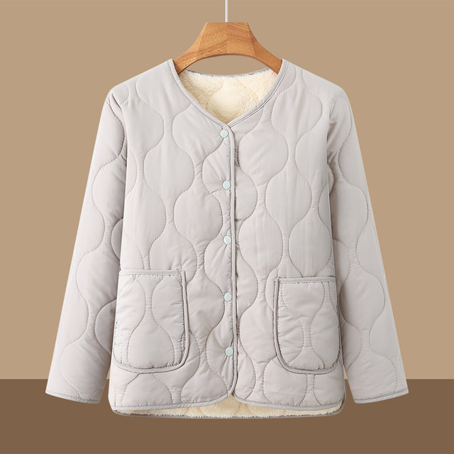 Mother's autumn and winter inner small cotton coat plus velvet warm collarless middle-aged and elderly women's winter inner liner cotton-padded jacket short jacket