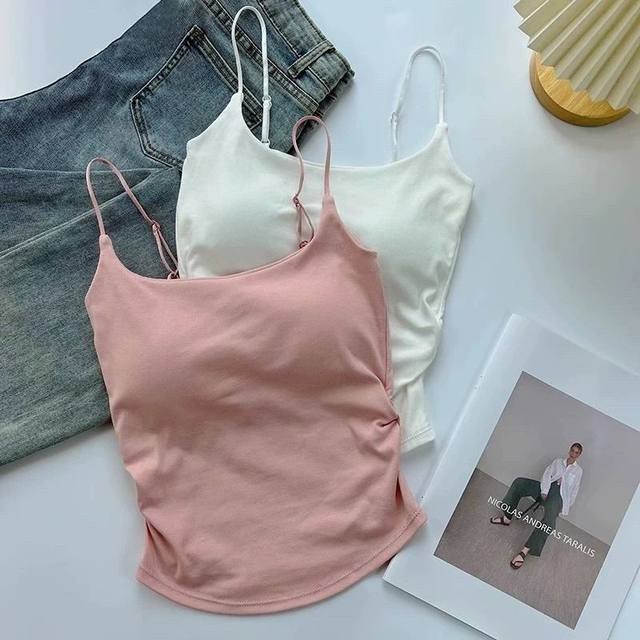 Dopamine sweet outer wearing camisole vest female with chest pad vest camism slim back to the bottom top top