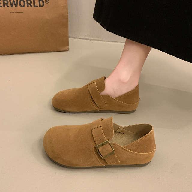 
Can wear pregnant women's Birken Shoes for two women's 2025 new autumn one-footed Boken single shoes casual bean doude loafer shoes