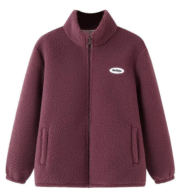 Middle-aged and elderly women's fleece jacket grandma plus velvet cotton coat old man mother spring lamb velvet sweatshirt
