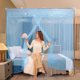 New mosquito net 1.8m 1.0m bracket 1.2m 1.5m household patterned net three-door bedroom floor-standing bold anti-mosquito
