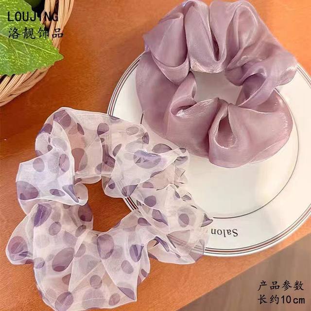 Autumn and winter purple polka dot large intestine hair tie