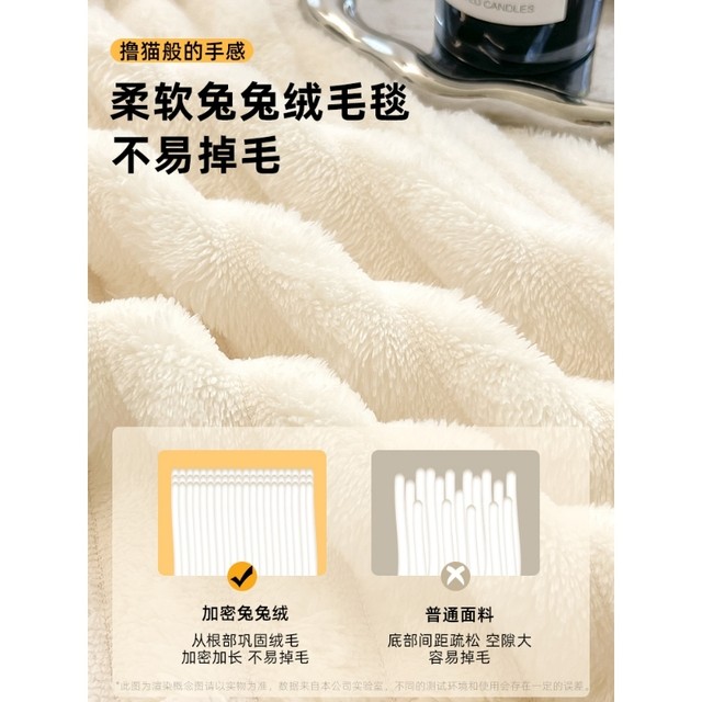 Winter blanket thickened warm rabbit fleece sofa blanket dormitory nap blanket shawl plush coral fleece rabbit fur quilt