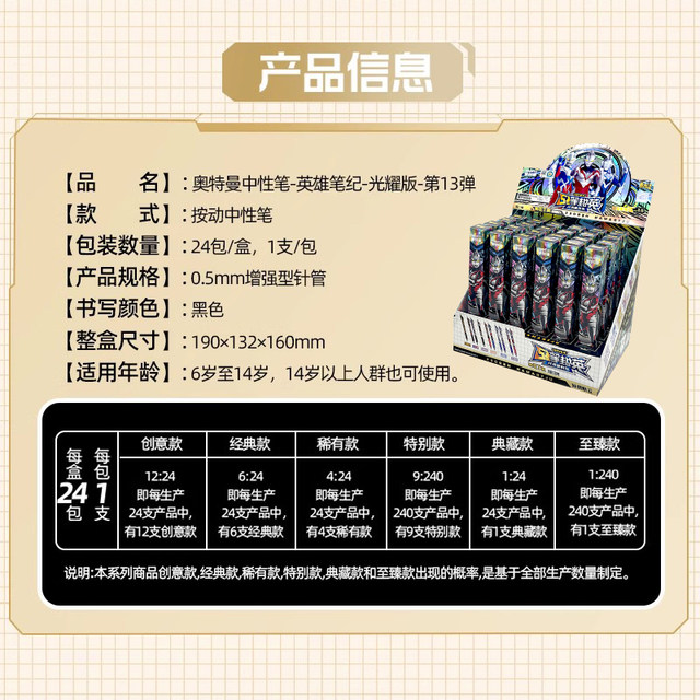 Ultraman Kayou neutral pen blind box shine 13 bullets 15 ultimate hidden Zero black water pen student stationery collection