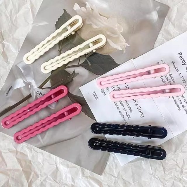Fufu two-piece set of metal hairpins for broken hair, side clips, duckbill clips, bangs hair accessories, headdress for women with fixed waves