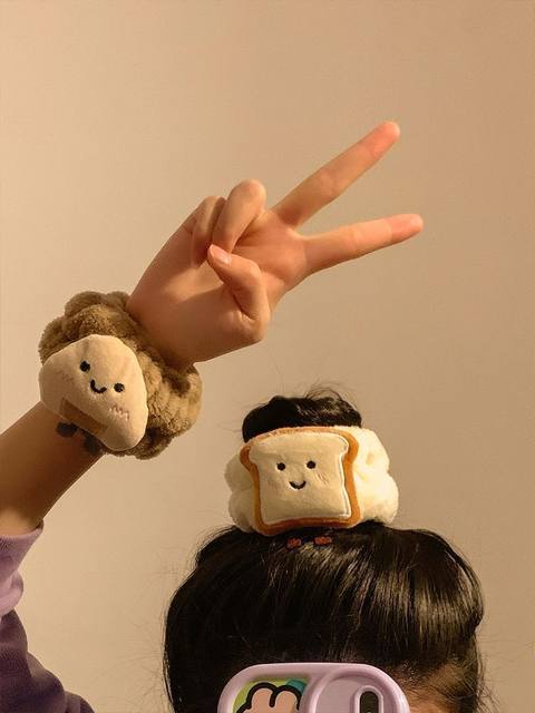 Washing face waterproof wristband cute cheese toast moisture-proof tool water absorption hairband wristband bread strawberry bear rice ball