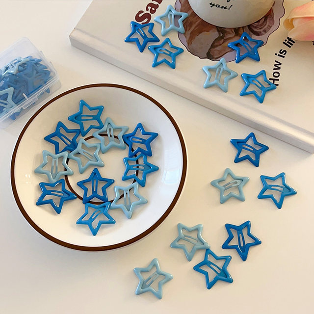 Blue star hairpin Zhang Jie concert headwear support dopamine cute five-pointed star bangs side clip hairpin