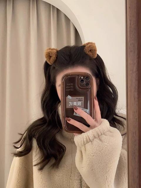 Bear furry ears bangs hair clip lamb clip cute hair card princess new headdress autumn and winter hair accessories