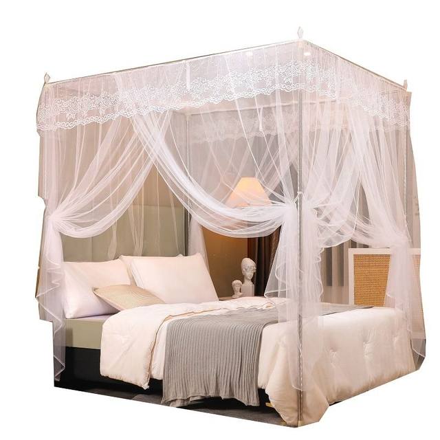 New mosquito net 1.8m 1.0m bracket 1.2m 1.5m household patterned net three-door bedroom floor-standing bold anti-mosquito