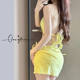 Skirt -style Bikini Swimsuit Female Three -piece Set 2024 New Yellow Hanging Near White Sexy Beach Resort Swimsuit

