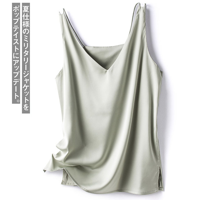 Suit and suspender vest for women with inner layer base imitation silk imitation mulberry silk satin beautiful back and outer wear sexy sleeveless