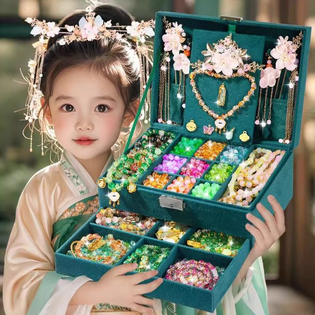 Children's Bracelet Beads Handmade DIY Material Girl Toys National Wind Jewelry Box Ancient Wind Glaeling Box 9
