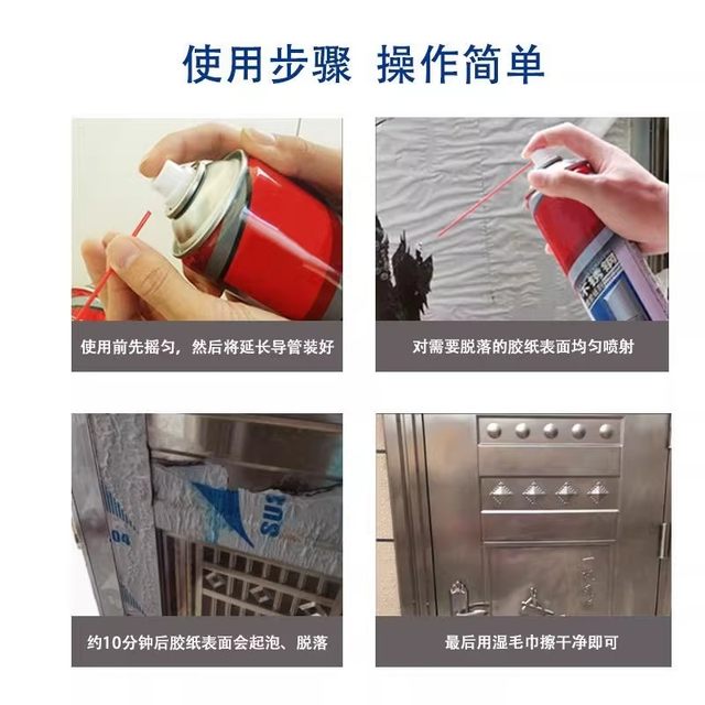 Stainless steel glue remover, degumming paper agent, protective film remover, powerful glue remover, door degumming and film removal agent, special