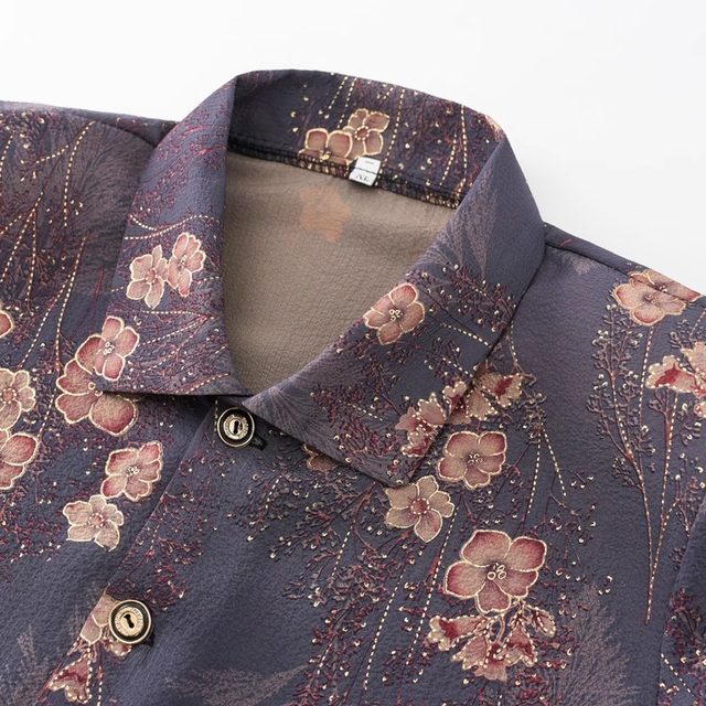 Middle-aged and elderly spring shirt female elderly grandma spring and summer top thin loose mother suit spring old lady
