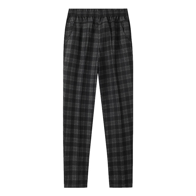 Middle-aged and elderly women's clothing mothers spring and autumn plaid trousers loose plus velvet thickened winter high-waisted elderly grandma pants