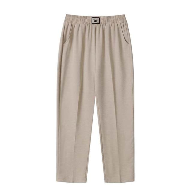 Ice silk quick-drying pants for women in summer thin middle-aged and elderly fashion mother pants for cropped pants loose straight middle-aged summer