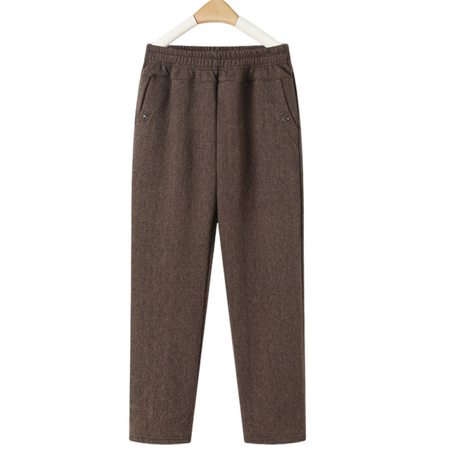 Mother's pants, spring, autumn and winter, velvet and thickened, middle-aged and elderly women's straight pants, grandma's wear, easy to wear outside