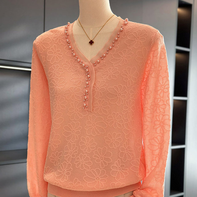 Fashionable and fashionable mother-fitting sweater for women pullover autumn clothes new top temperament versatile base shirt for middle-aged and elderly people