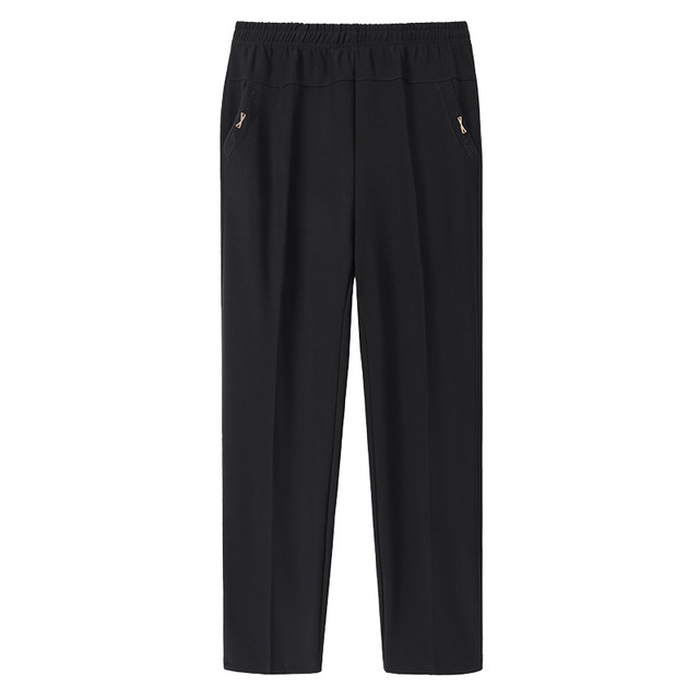 Mom's pants for middle-aged women in autumn, stretchy high-waisted pants for the elderly and grandma, winter plus velvet pants, spring and summer casual pants