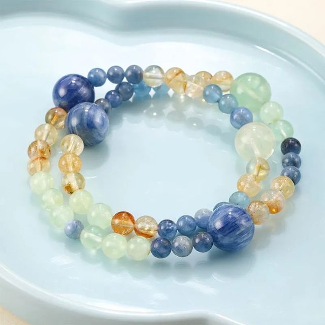 
Beaded Bracelet Kyanite Grape Yellow Tower Crystal Aquamarine Women's Crystal Bracelet for Girlfriend