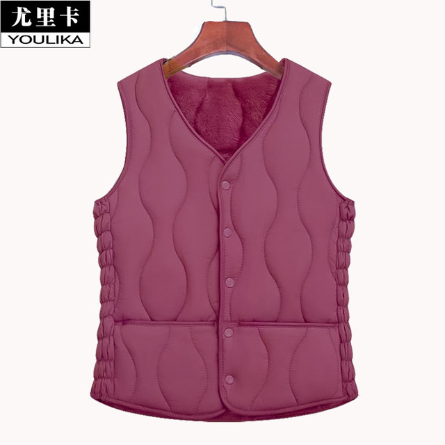 New warm women's vest, mother's vest, autumn and winter inner vest, velvet and cotton vest, popular for outer wear