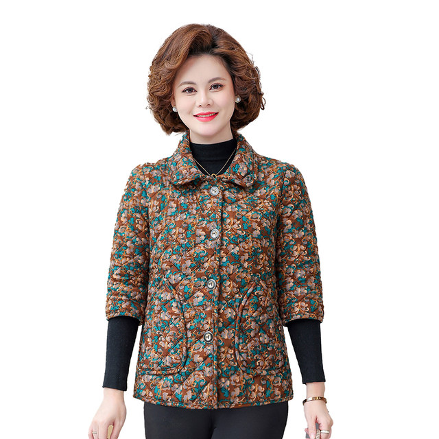 Middle-aged and elderly mother's half-sleeved cotton-padded jacket, women's vest, autumn and winter velvet thickened cotton-padded jacket, vest, mid-sleeve cotton-padded jacket, light and thin